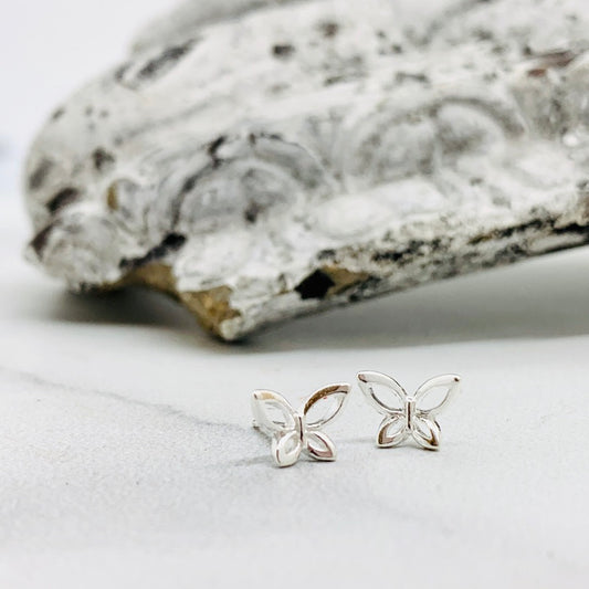 Open Butterfly Stud Earrings, Sterling Silver