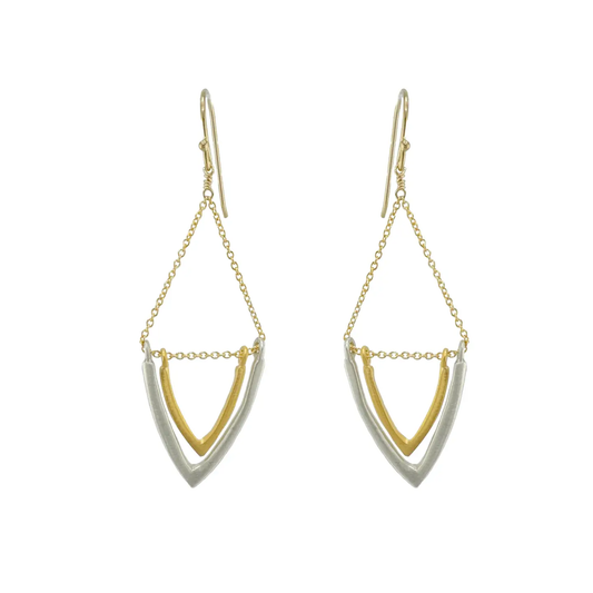 Sterling and Vermeil Double V Drop Earrings