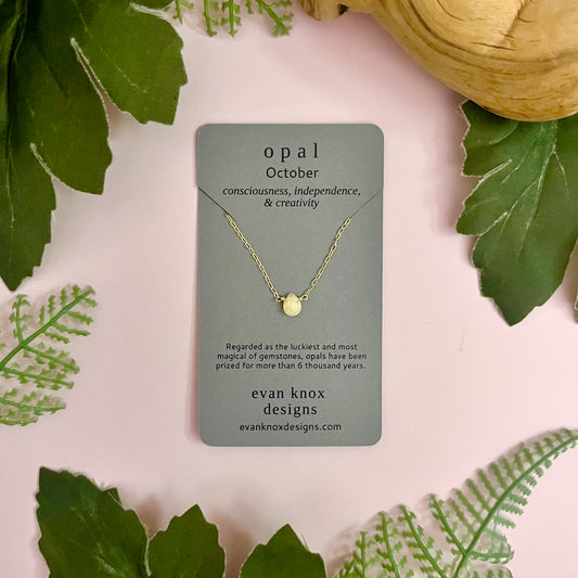 Handmade Gold Fill Necklace with Opal Drop by Evan Knox