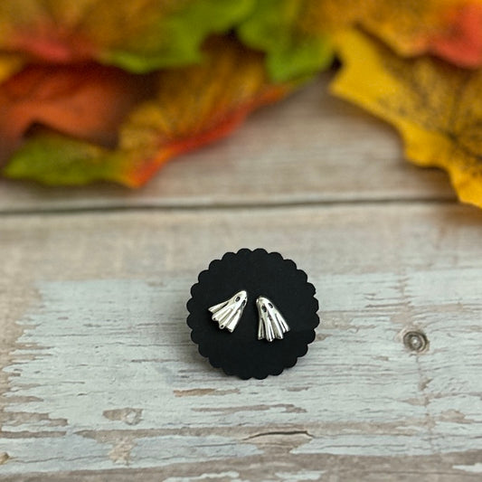 Silver Ghost Stud Earrings