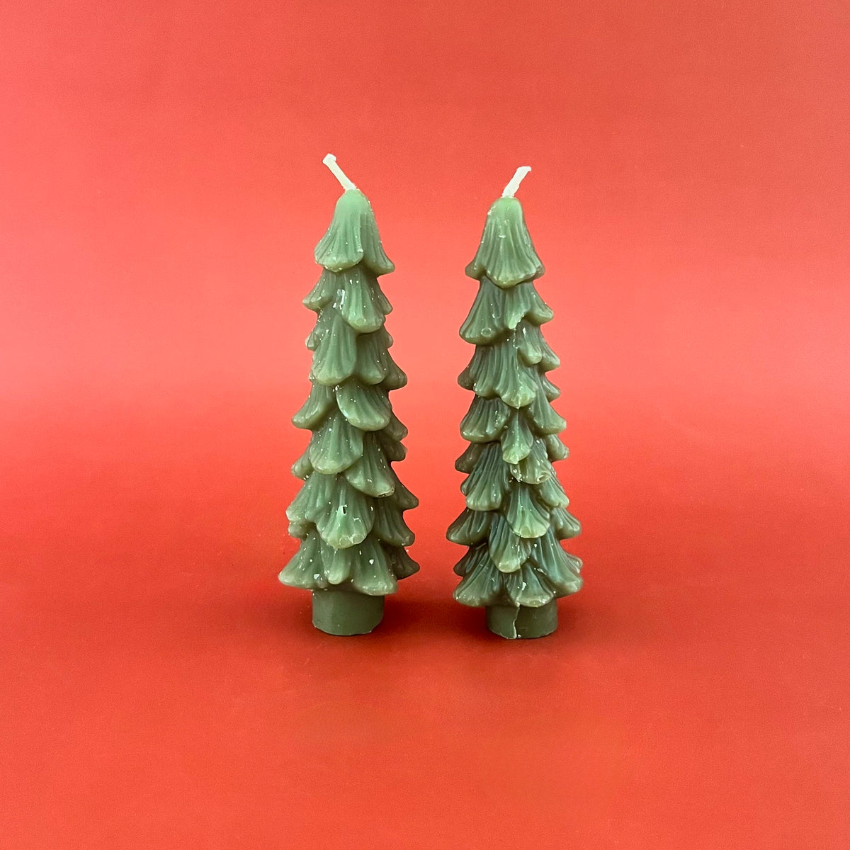 5"H Unscented Tree Shaped Taper Candles S/2