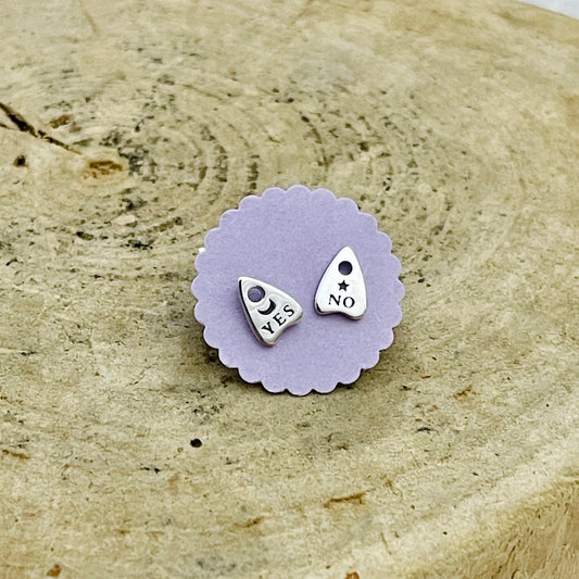 Ouija Stud Earrings, Silver