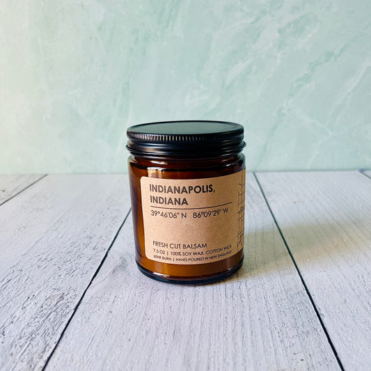 Indianapolis Map Candle Fresh Cut Balsam