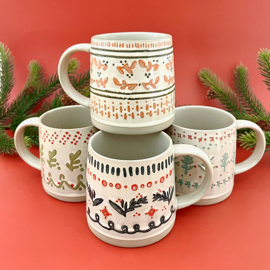 Hand-Stamped 16 oz. Stoneware Mug