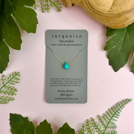 Handmade Gold Fill Necklace with Turquoise Drop by Evan Knox