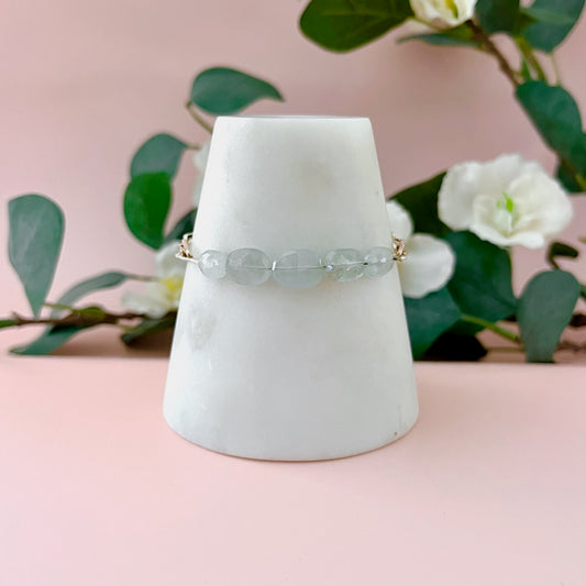 Aquamarine Beads & Silver Chain Bracelet