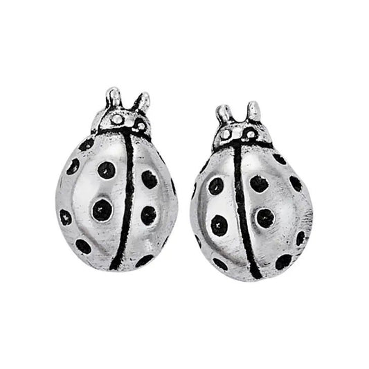 Silver Ladybug Stud Earrings