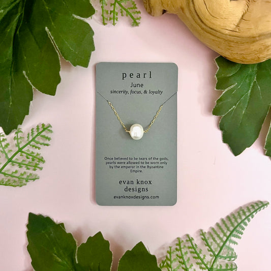 Handmade Gold Fill Necklace with Pearl Drop by Evan Knox
