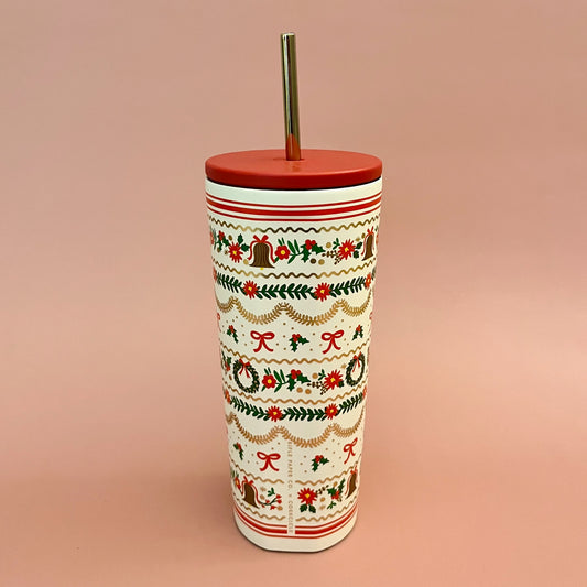 Rifle Paper 24oz Cold Cup Holly Jolly